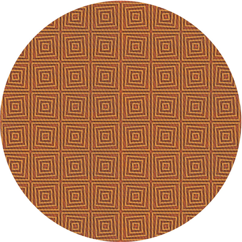 Tapis décoratif à motif géométrique brun clair Purtell, Rond 7 pi
