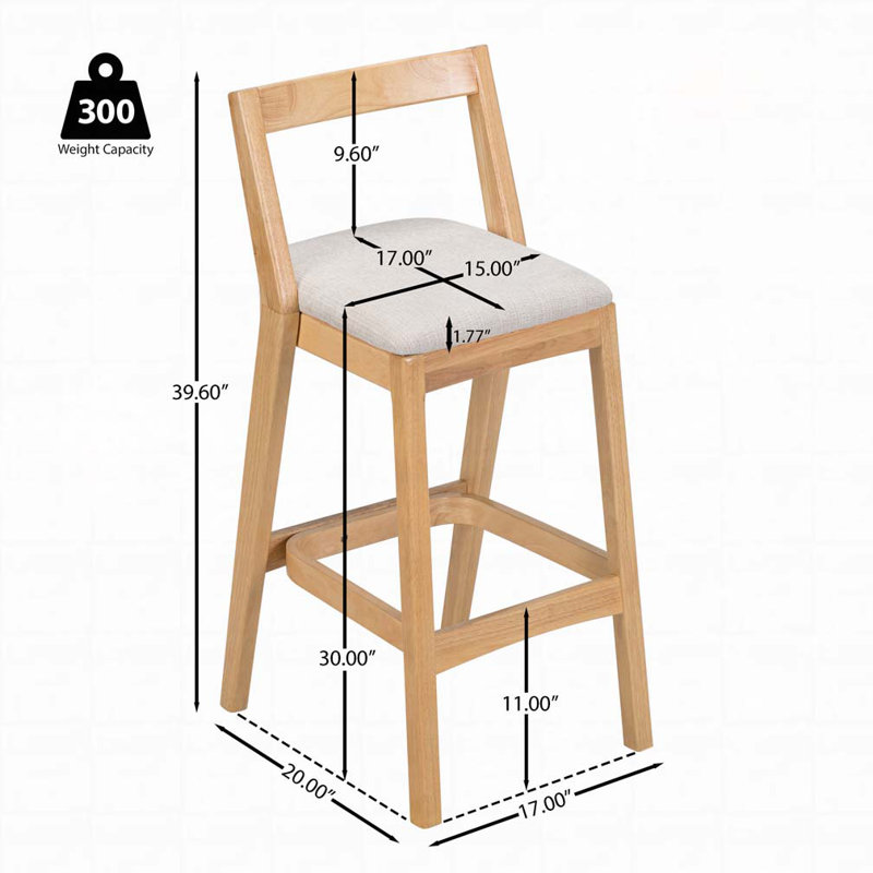 Tabouret en bois d'hévéa, Naturel