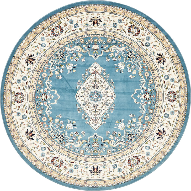 Tapis oriental bleu / brun clair Amaris, Rond 10pi