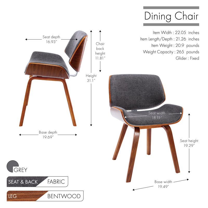 Delgardo 19.29'' H Upholstered Side Chair, Gray Fabric