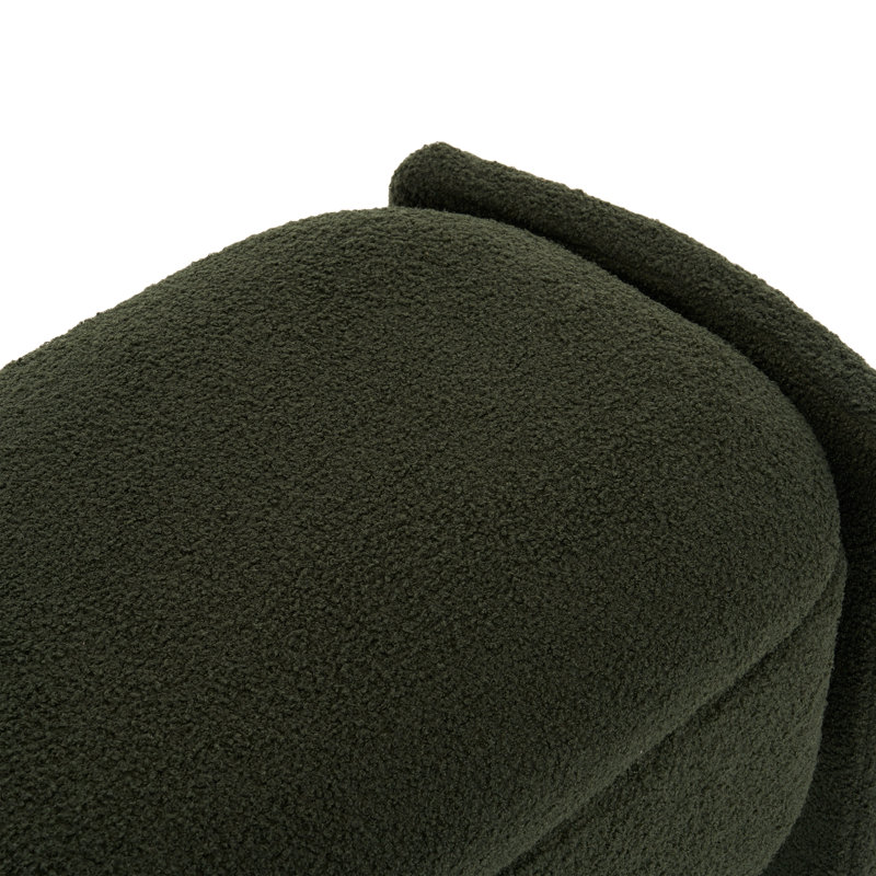 Elegant Dark Green Boucle Long Storage Ottoman Bench