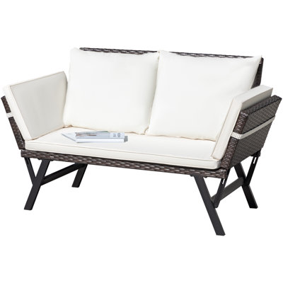 Hoag 70'' Wide Straight Wicker Patio Daybed with Cushions