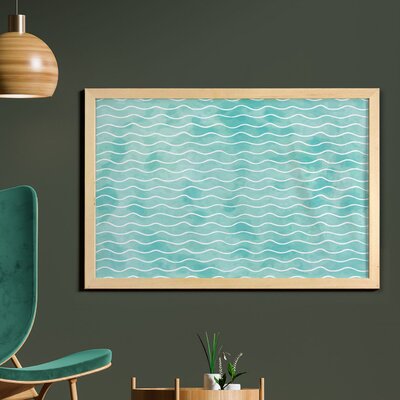 Ambesonne Nautical Wall Art With Frame, Soft Pastel Colored Ocean Sea Waves Pattern Summer Vibes Inspired Graphic, Printed Fabric Poster For Bathroom -  East Urban Home, E0F18515BBA447F1A065E407FA0BBCA0