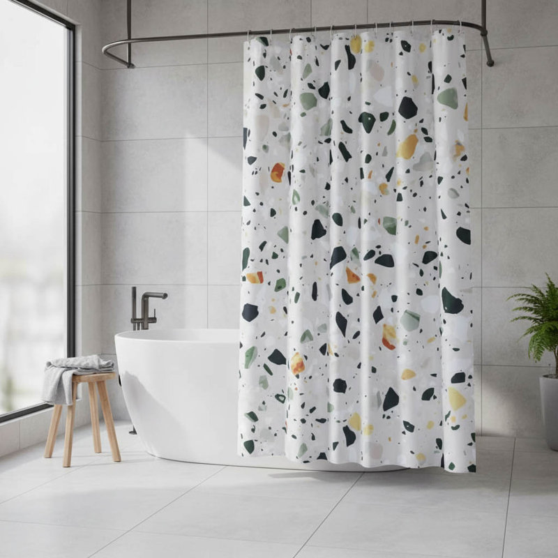 Terrazzo Anti-Mould Fabric Shower Curtain 180X180cm