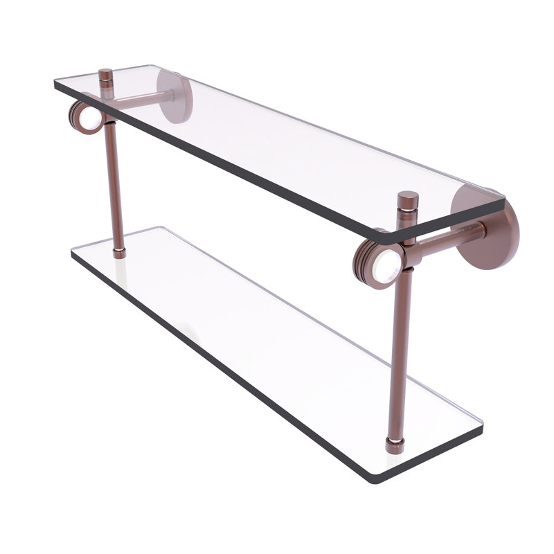 Margolis 2 Piece Glass Tiered Shelf, Antique Copper