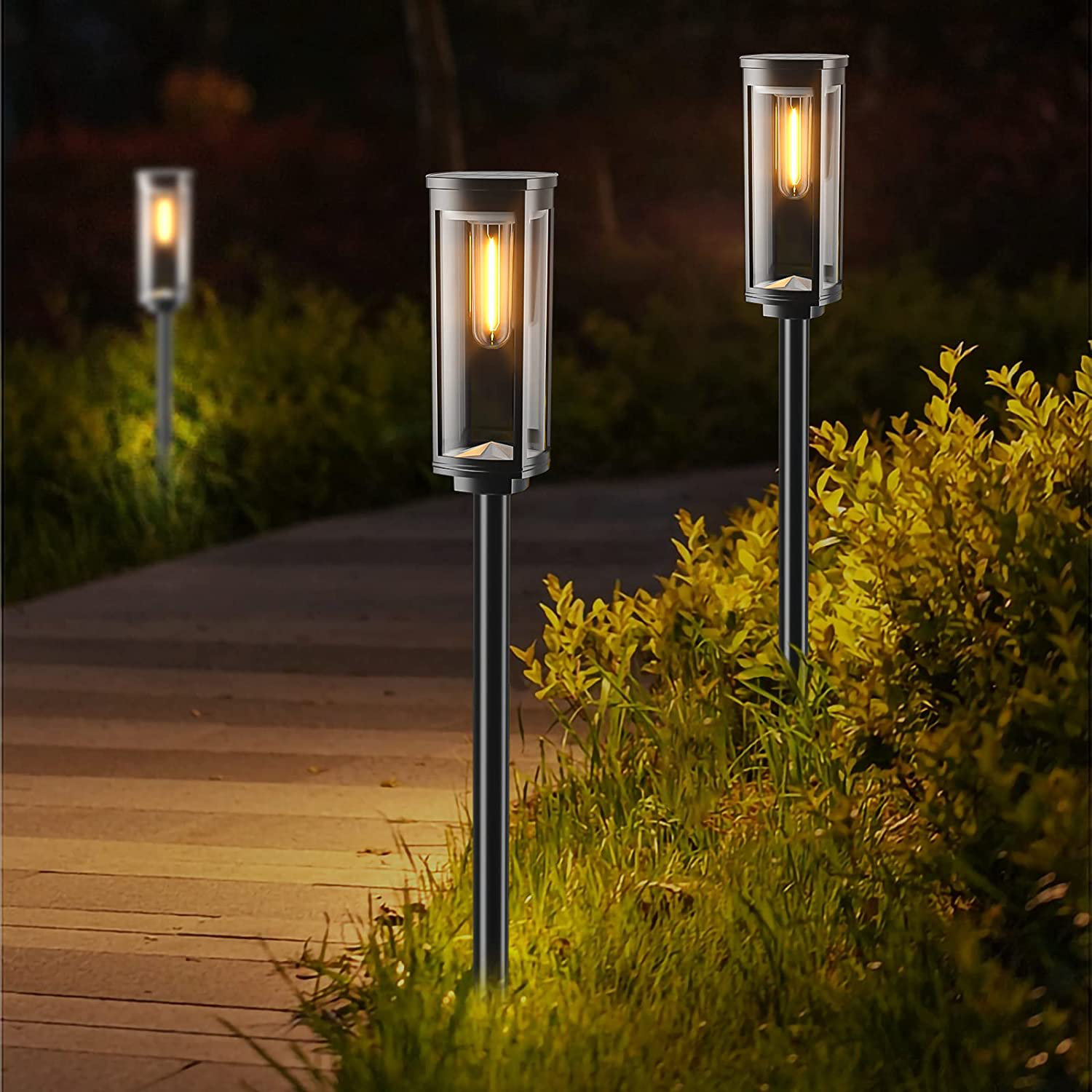 CG INTERNATIONAL TRADING Black Solar Powered Integrated LED Pathway ...