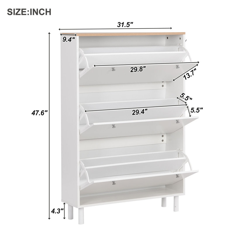 24 Pair Flip Down Shoe Storage, White