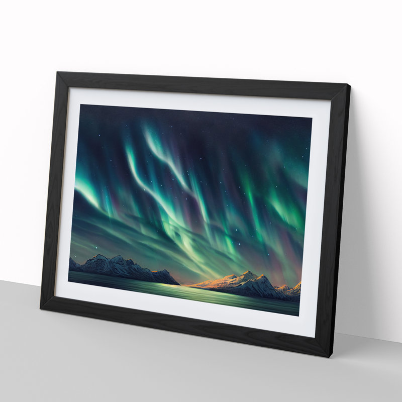 Overwhelming Northern Lights - Framed Print, Black, 46cm H x 64cm W x 2cm D
