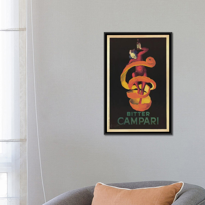 « Bitter Campari (Vintage) » par Leonetto Cappiello, affiche vintage sur toile, H 26 po x l 18 po x P 1,5 po, Pas de tapis