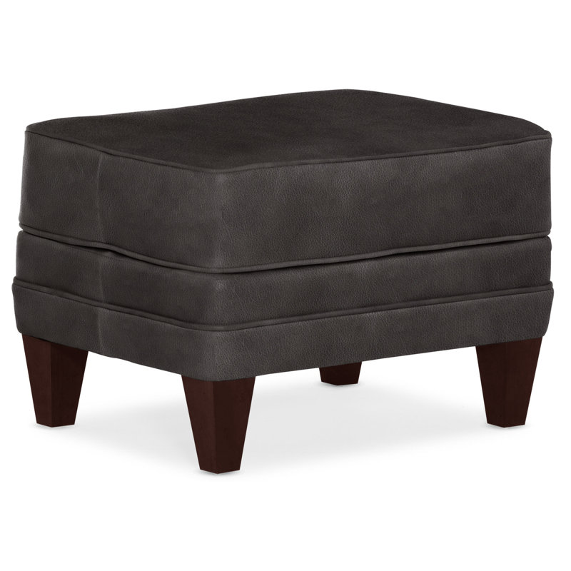 Willow Ottoman, Mahogany, Outsider Raven Genuine Leather