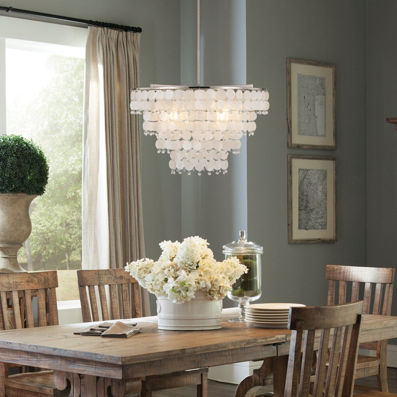 Ikraan 4 - Light Dimmable Tiered Chandelier, Brushed Nickel