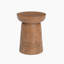 Joorally Circular Mango Wood Walnut Fluted Finish Side End Table - Striking Chunky Style