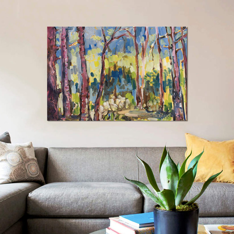 Impression sur toile brossy treeline i, H 12 po x l 18 po x P 1,5 po, Toile tendue, Pas de tapis