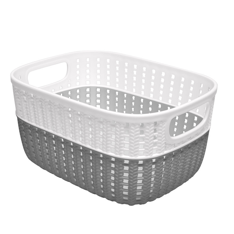 Simplify Polypropylene Decorative Basket, 6" H x 9" W x 11" D, Grey, 1