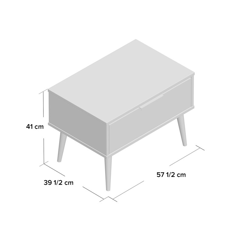 Fully Assembled Euart 1 Drawer Bedside Table, Oak/Grey Matt