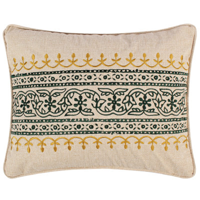 Kimpton Green Damask Feather Reversible Throw Pillow