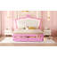Full Size Upholstered Bed Frame With LED Lights, Upholstered Princess Bed-1643683357