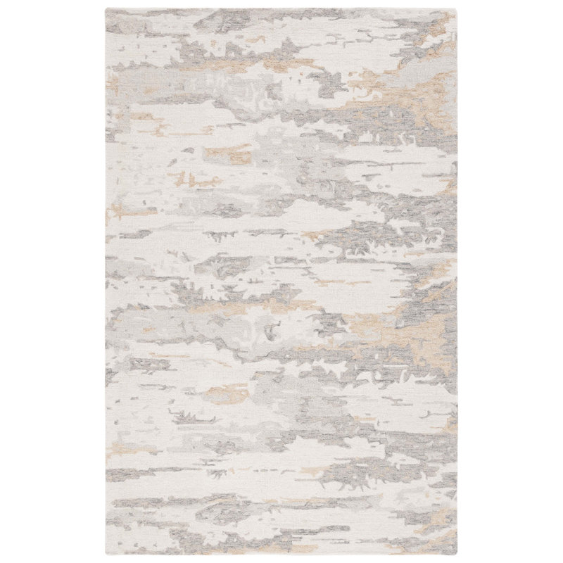 Abstract Hand Tufted Wool Abstract Rug, Rectangle 5' x 8'