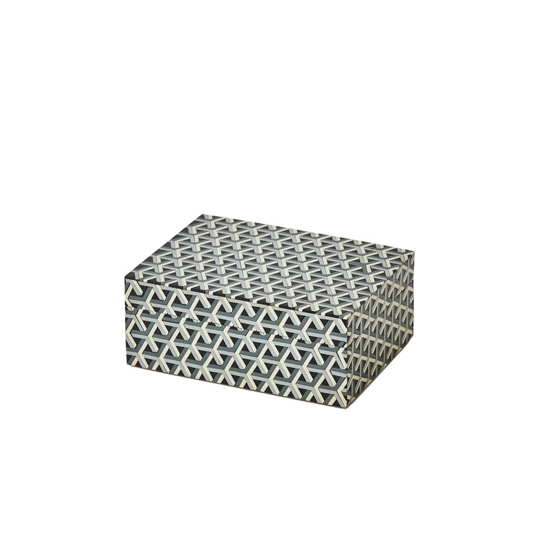Handmade Rectangle Decorative Box, 3" H x 7.25" W x 5.5" D