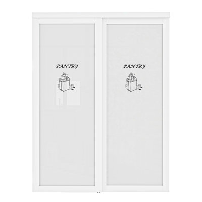  72“”x80" Frosted Glass Pantry Closet Sliding Door with Hardware Kit,DIY Pantry sticker