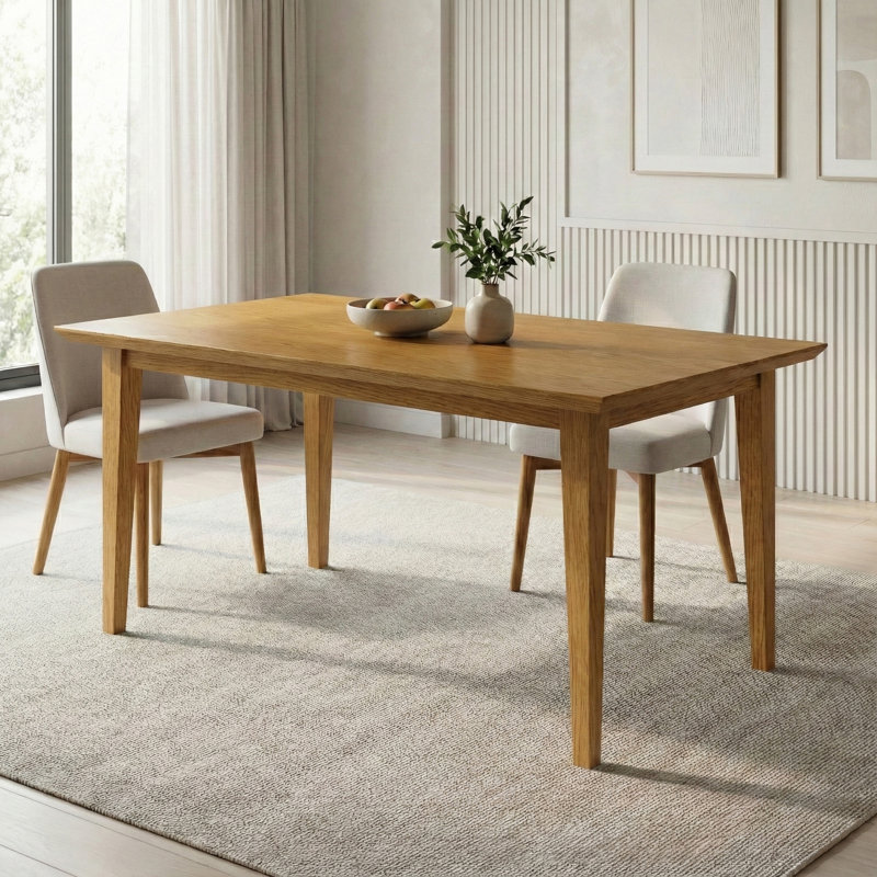 Colby 60"W Wood Contemporary Dining Table, Rectangle, Seats 6, Oak