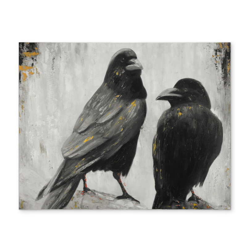 Two Crows Birds Polyester Placemat - Industrial Bedroom Decor