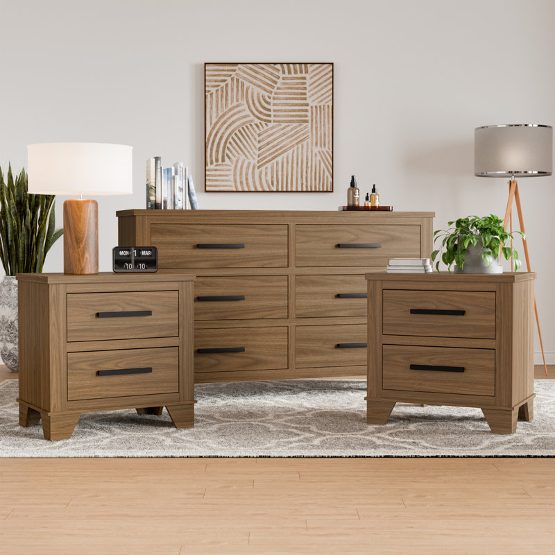  Ensemble de chambre à coucher 3 pièces Antibes Chaunce (commode + 2 tables de chevet)