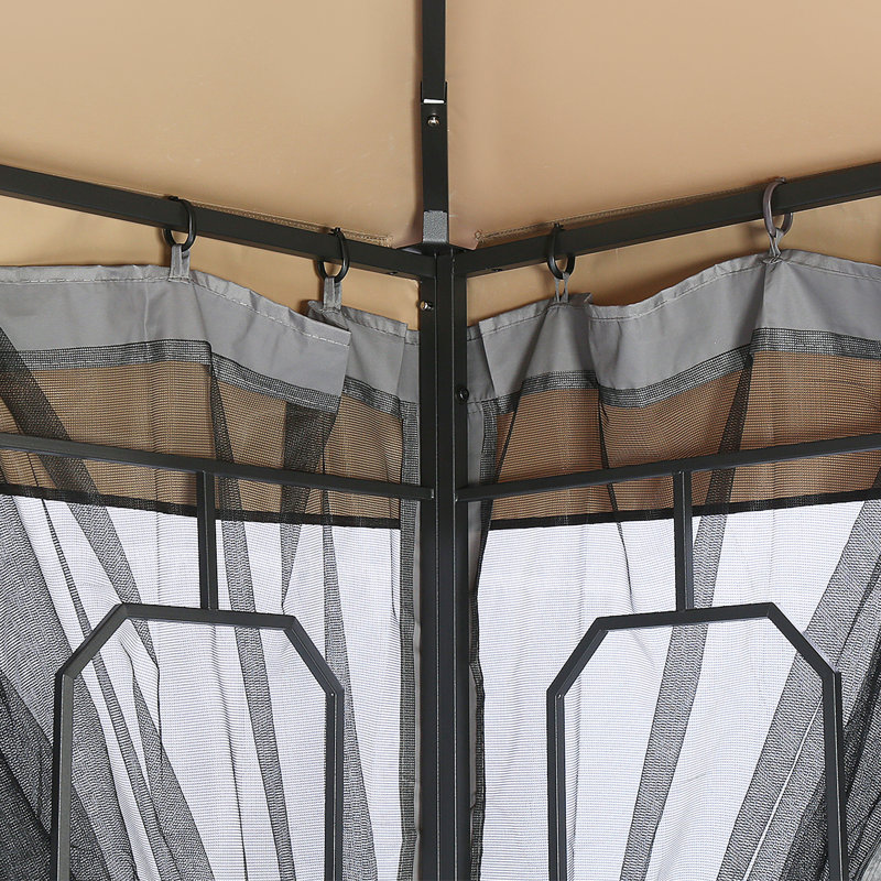 Bekham 11 FT. X 11 FT. Steel Paito Soft Top Gazebo with Netting and Canopy Roof