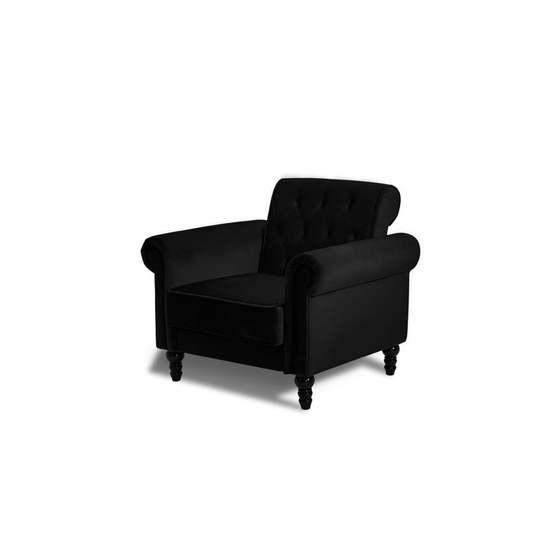 Aiofe Velvet Chesterfield Chair, Black