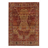 Rug & Kilim’S Modern Classics Rug In Gold And Crimson Traditional Floral Patterns