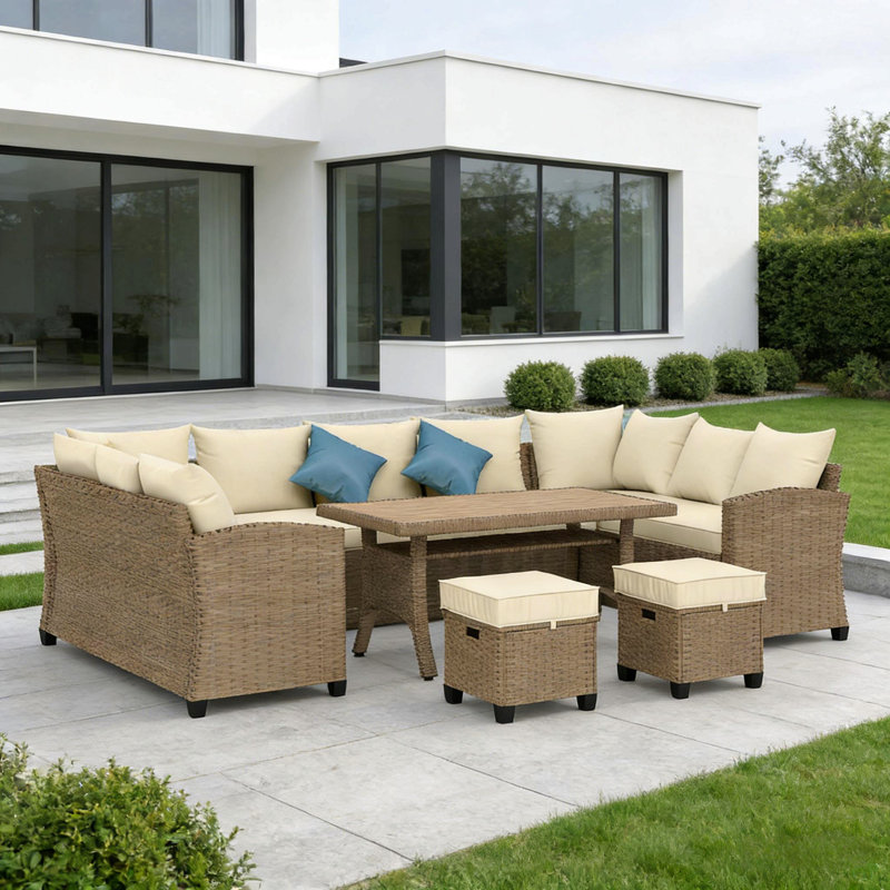 Canapé modulaire pour patio, ensemble de mobilier d'extérieur 6 pièces, ensemble de conversation pour mobilier d'extérieur