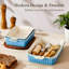 Ensemble de 3 moules à pâtisserie en céramique bleue convenant aux fours, aux moules en argile, aux moules rectangulaires en céramique et aux larges assiettes à nouilles-122003284