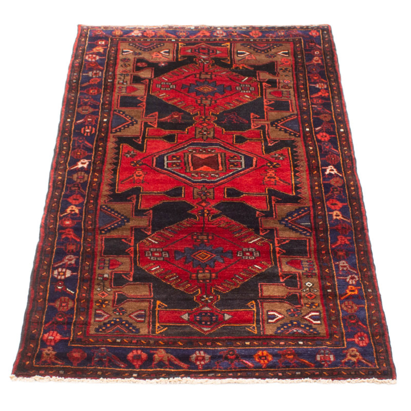 Tapis noir fait à la main de conception unique 3 pi 6 po x 6 pi 11 po Andelz