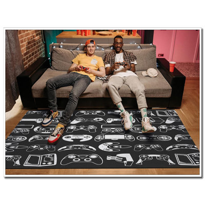 Tapis de jeu 3D 59 po x 39 po noir et blanc 59 po