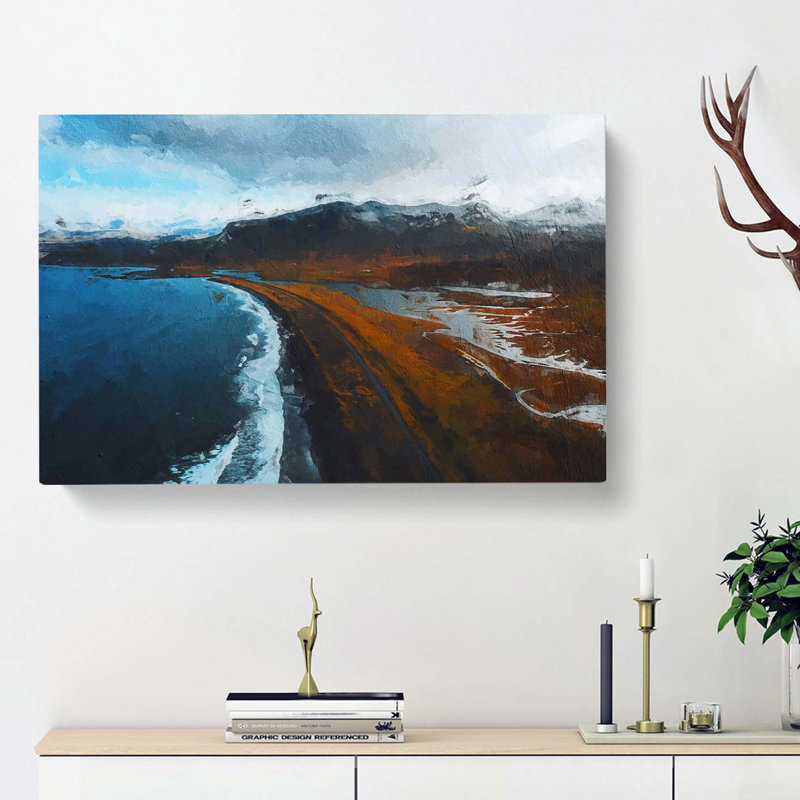 Black Sand Beach In Iceland - Wrapped Canvas Painting, 35cm H x 50cm W x 3cm D