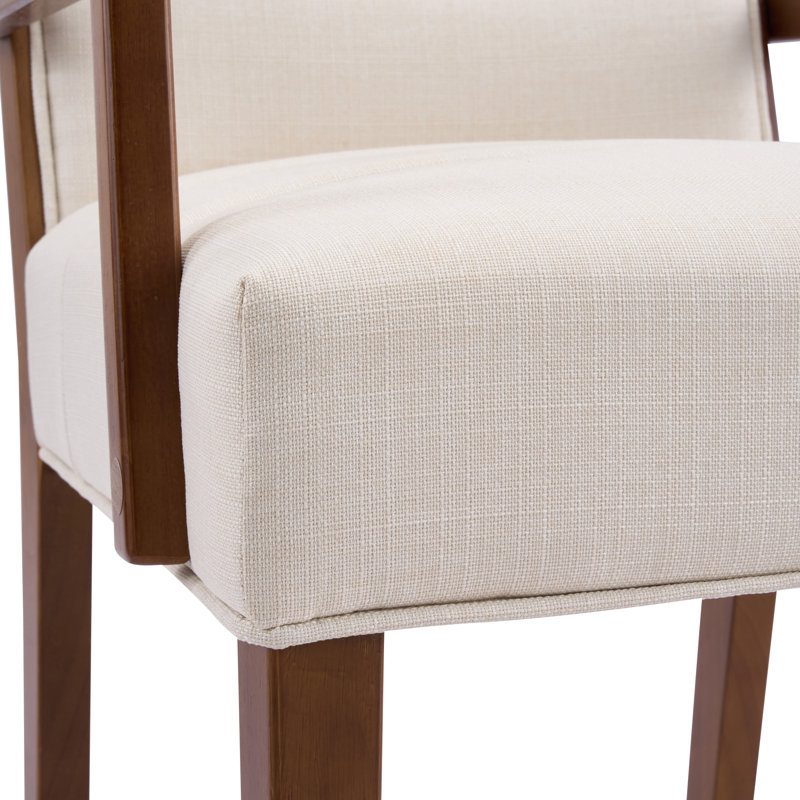 Ensemble de 2 chaises de salle à manger confort, tissu et bois d'hévéa