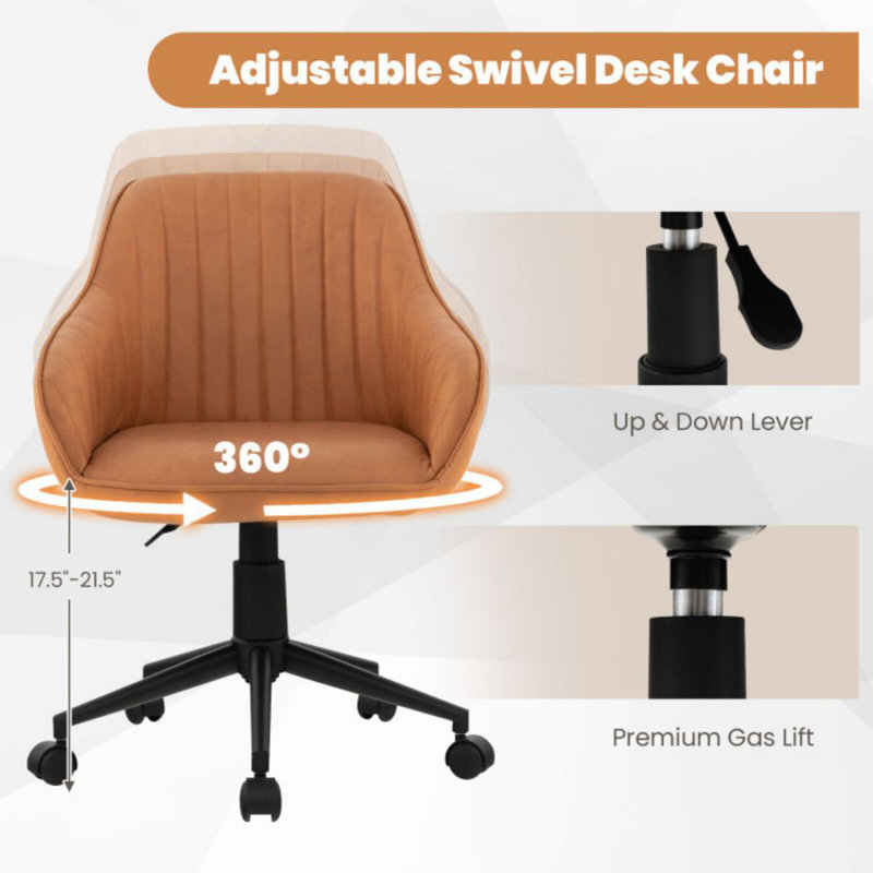 Modern Home Office Chair With Curved Backrest And Comfortable Armrests