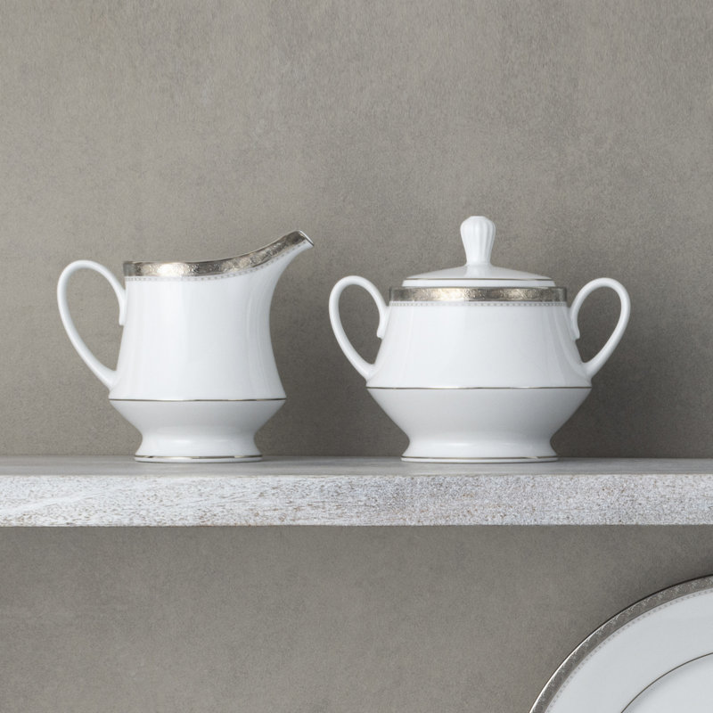 Ensemble sucrier et crémier Noritake Charlotta, Platine