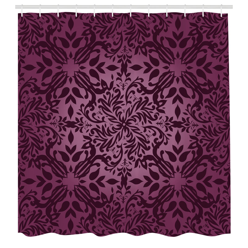 Shower Curtain with Hooks Included, Dark Magenta, 70"H x 69"W