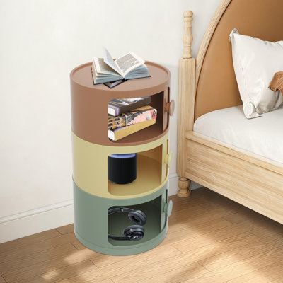 Table de chevet 3 niveaux avec table de chevet et armoire de rangement autoportante pour la chambre à coucher, couleurs Macaron