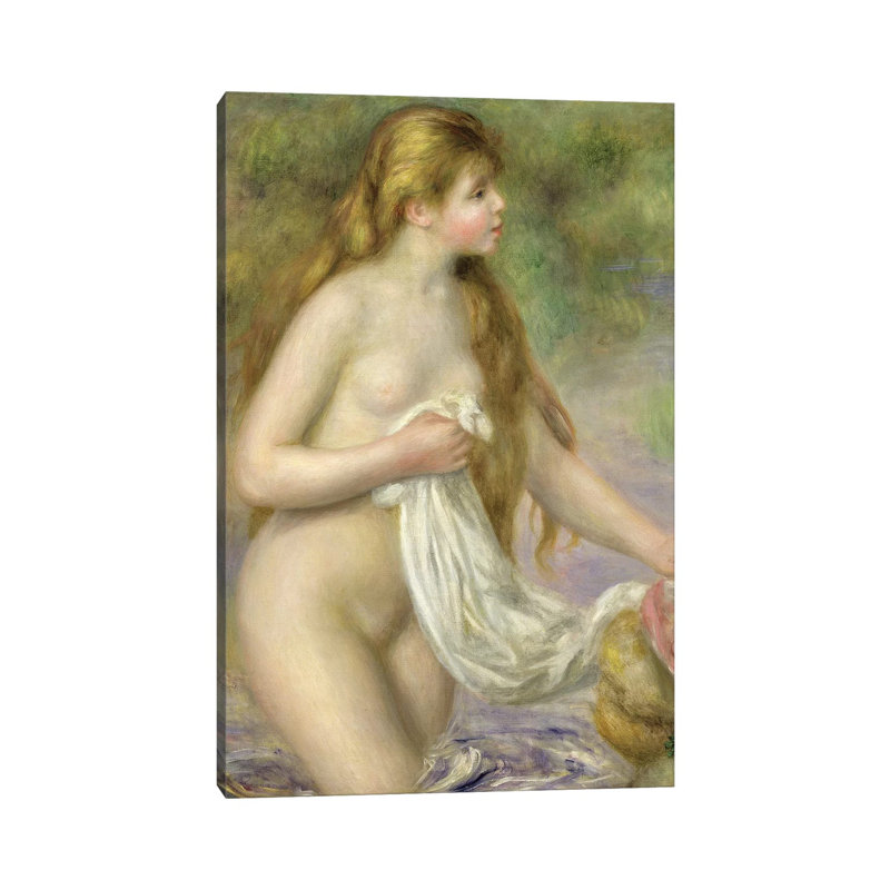 Bather with Long Hair, c.1895 by Pierre-Auguste Renoir - 1 Piece Wrapped Canvas Painting