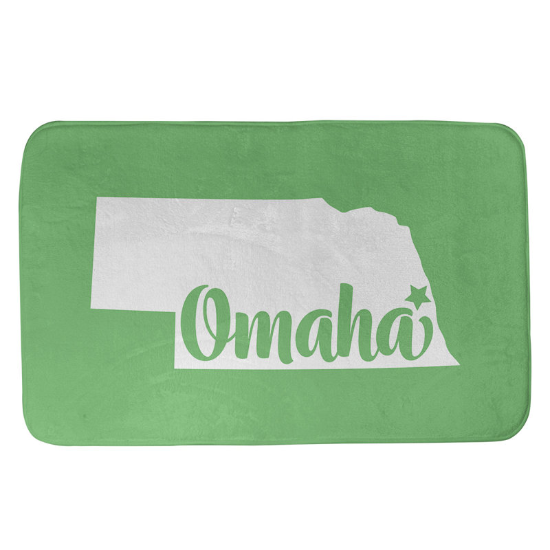 Tapis rectangulaire antidérapant pour salle de bain, L 21 po x L 34 po, Vert, Omaha Nebraska