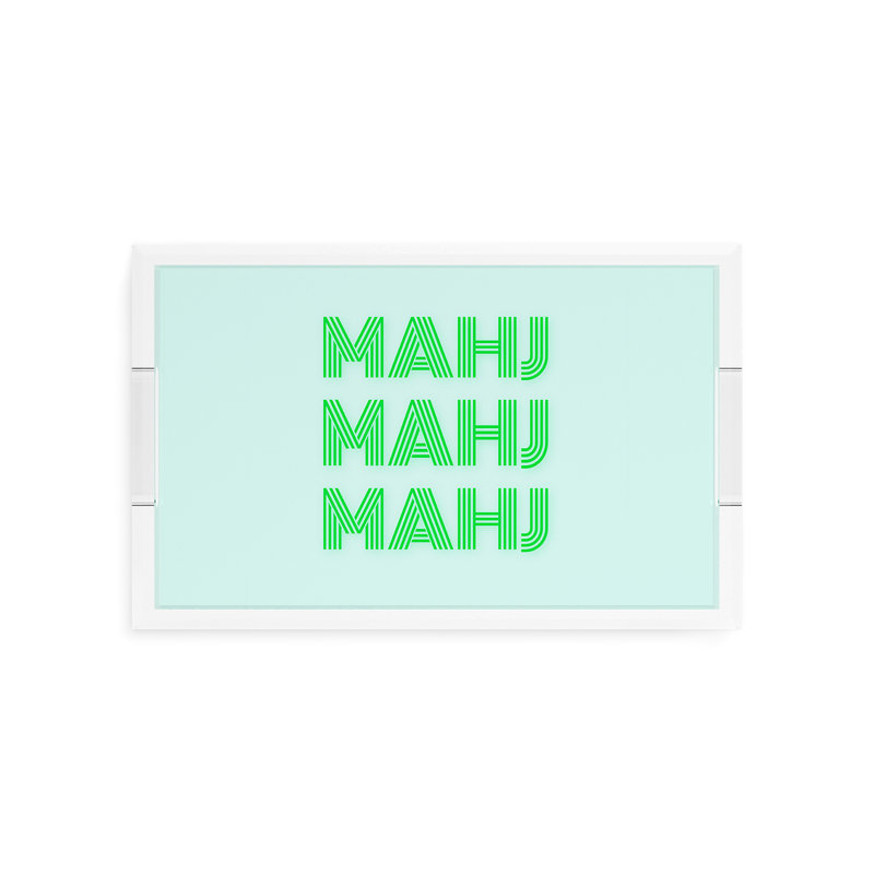 Mahjong Abstract Decorative Tray, 12.5"W x 7.75"D x 2"H, Green, Rectangle