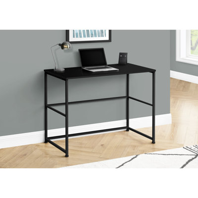 Home Office Computer Work Desk, 40" With Black Laminate And Storage Compartments, Metal Workstation Table, Top Storage, Modern Industrial