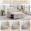 2 Seater Pull Out Sofa Bed with 3-Position Adjustable Backrest, Convertible Fabric Sofa Bed with USB & Type-C Charging, Hidden Side Table and Cup Holder-630789631