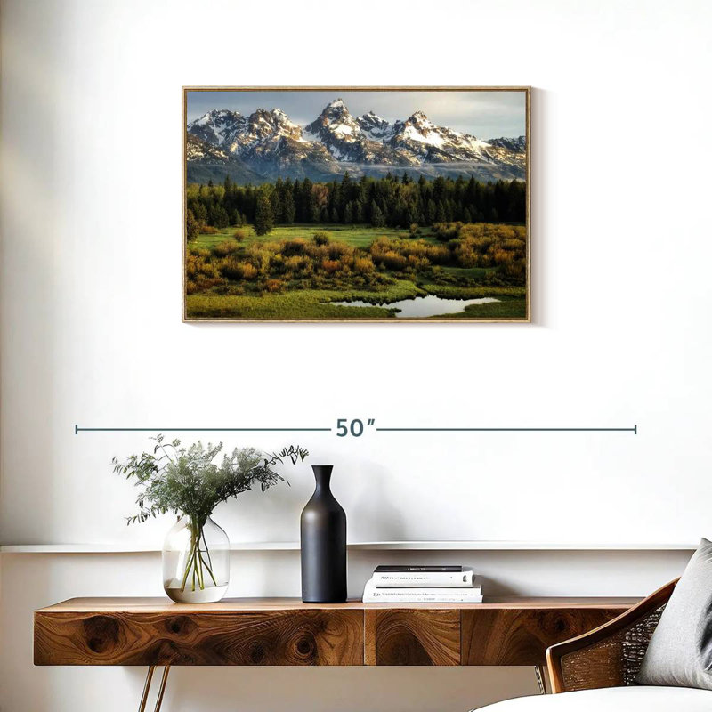 Grand Teton Beauty, Cadre flottant en bois naturel, 31 po x 21 po
