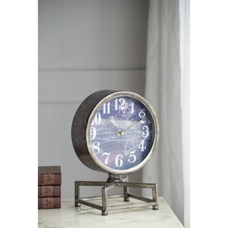 Analog Quartz Movement / Crystal Tabletop Clock in Gray