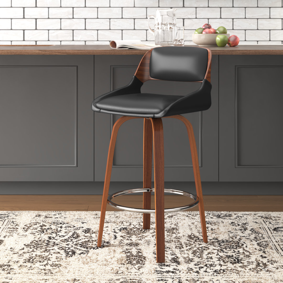 Benedek Swivel Upholstered Counter Stool Wade Logan® 