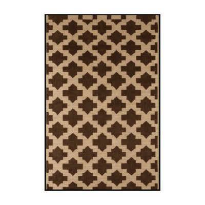 Machine Washable Trellis Brown Area Rug