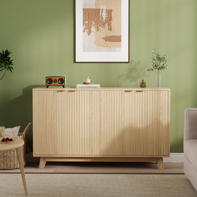Modern Wood Buffet Cabinet with Storage, 4 Doors & Adjustable Shelves, Versatile Sideboard for Dining Room, Kitchen, or Living Room